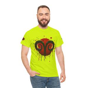Aries Heart Tee, Unisex Heavy Cotton T-Shirt, Astrology Gift, Birthday Present, Graphic Tee, Casual Wear, Unique Design