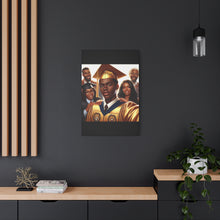 Load image into Gallery viewer, Graduation Celebration Canvas Print, Wall Art for Graduates, Custom Home Decor, Graduation Gift, College Hero Portrait, Family Love Display
