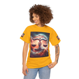 Cosmic Libra Justice Tee, Celestial Balance Shirt, Astrology Themed T-Shirt, Gift for Science Lovers, Unisex Heavy Cotton Tee