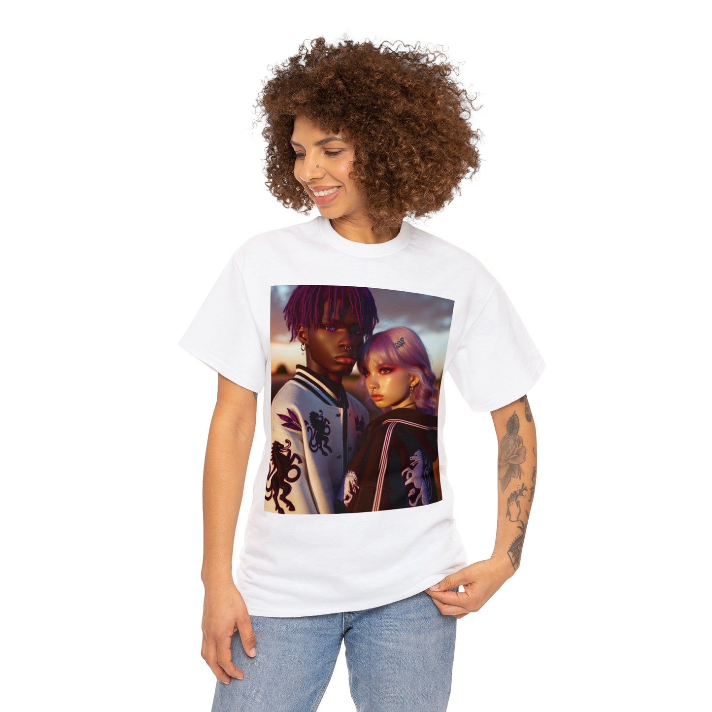 Unisex Sagittarius Couple (2) Heavy Cotton Tee