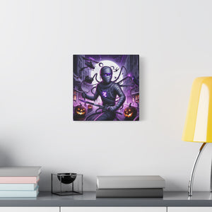 Ninja Halloween Wall Art, Frightening Home Decor, Glow-in-the-Dark Canvas