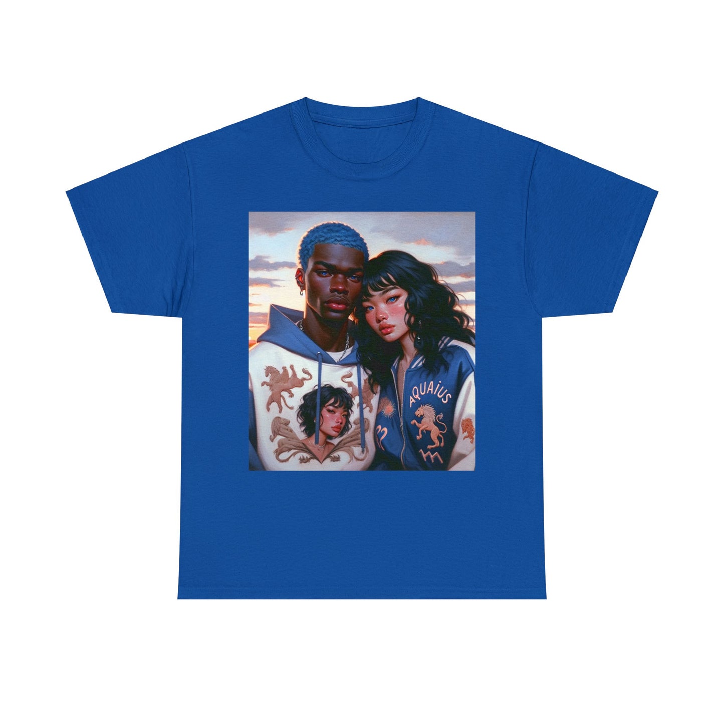 Unisex Aquarius Couple (3) Heavy Cotton Tee