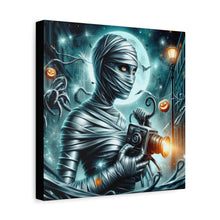 Load image into Gallery viewer, Spooky Mummy Canvas Art, Halloween Home Decor, Unique Wall Art, Horror Theme Decoration, Ghostly Photography Print
