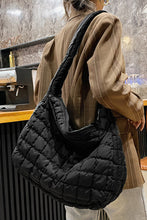 Load image into Gallery viewer, Black Quilted Zipper Large Shoulder Bag
