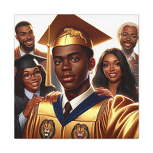 Load image into Gallery viewer, Graduation Celebration Canvas Print, Wall Art for Graduates, Custom Home Decor, Graduation Gift, College Hero Portrait, Family Love Display
