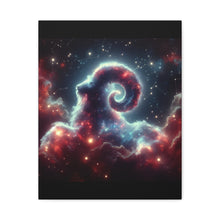 Load image into Gallery viewer, Celestial Ram Canvas Print, Astronomical Art for Home Decor, Unique Gift for Astrology Lovers, Cosmic Wall Art, Stretched Canvas
