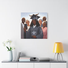 Load image into Gallery viewer, Graduation Celebration Canvas Print, Family Tribute Art, Graduation Gift, Wall Decor for Her, Customizable Artwork
