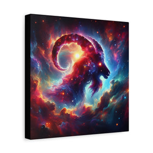 Cosmic Aries Ram Canvas Art, Galaxy Wall Decor, Astrology Gift, Stretched Canvas, Home Decor, Celestial Artwork