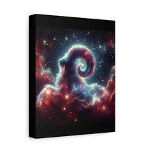 Load image into Gallery viewer, Celestial Ram Canvas Print, Astronomical Art for Home Decor, Unique Gift for Astrology Lovers, Cosmic Wall Art, Stretched Canvas

