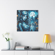 Load image into Gallery viewer, Mystical Mummy Canvas Art | Gothic Home Decor, Halloween Wall Art, Witchy Gift, Unique Art Print, Spooky Vibes, Mummy Themed Decor
