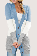 Load image into Gallery viewer, Blue Front Pocket and Buttons Closure Cardigan
