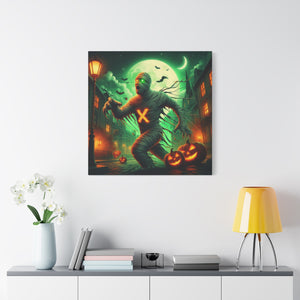 Spooky Halloween Wall Art Canvas, Mummy Decor for Fall, Halloween Party Decoration, Frightening Home Decor, Unique Gift Idea