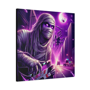 Purple Horror Mummy Canvas Art, Spooky Home Decor, Halloween Wall Art, Horror Movie Print, Gothic Wall Hanging
