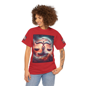 Cosmic Libra Justice Tee, Celestial Balance Shirt, Astrology Themed T-Shirt, Gift for Science Lovers, Unisex Heavy Cotton Tee