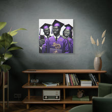Load image into Gallery viewer, Graduation Celebration Canvas Print, Wall Art for Graduates, Purple Graduation Gift, College Commencement Decor, Customizable Canvas
