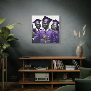 Graduation Celebration Canvas Print, Wall Art for Graduates, Purple Graduation Gift, College Commencement Decor, Customizable Canvas