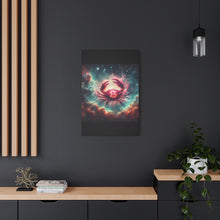 Load image into Gallery viewer, Galactic Crab Canvas Art Print, Home Decor, Zodiac Wall Art, Astrology Gift, Cosmic Crab Decor
