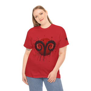 Aries Heart Tee, Unisex Heavy Cotton T-Shirt, Astrology Gift, Birthday Present, Graphic Tee, Casual Wear, Unique Design