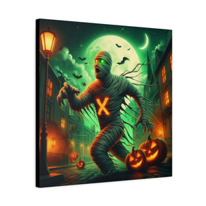 Spooky Halloween Wall Art Canvas, Mummy Decor for Fall, Halloween Party Decoration, Frightening Home Decor, Unique Gift Idea