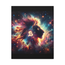 Load image into Gallery viewer, Cosmic Lion Art Canvas Print, Zodiac Wall Art, Leo Decor, Celestial Home Decor, Astrology Gift, Vibrant Galaxy Art
