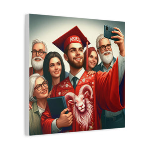 Custom Graduation Canvas Print, Family Portrait Wall Art, Celebrate Achievements, Perfect Gift for Graduates, Aries Zodiac Decor