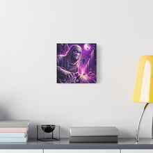 Load image into Gallery viewer, Purple Horror Mummy Canvas Art, Spooky Home Decor, Halloween Wall Art, Horror Movie Print, Gothic Wall Hanging
