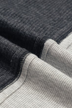 Load image into Gallery viewer, Gray Colorblock Seamed Ribbed Henley Hoodie
