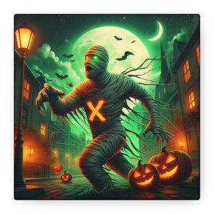 Spooky Halloween Wall Art Canvas, Mummy Decor for Fall, Halloween Party Decoration, Frightening Home Decor, Unique Gift Idea