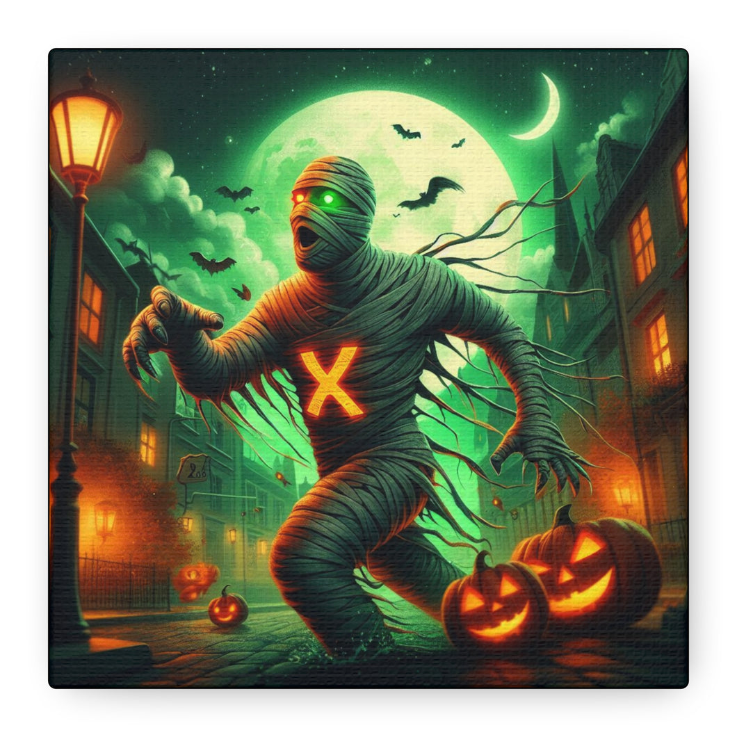 Spooky Halloween Wall Art Canvas, Mummy Decor for Fall, Halloween Party Decoration, Frightening Home Decor, Unique Gift Idea