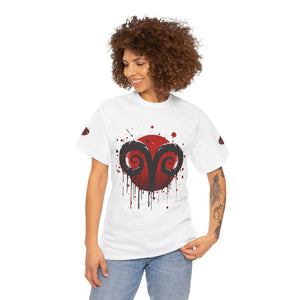 Aries Heart Tee, Unisex Heavy Cotton T-Shirt, Astrology Gift, Birthday Present, Graphic Tee, Casual Wear, Unique Design