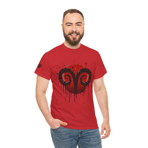 Aries Heart Tee, Unisex Heavy Cotton T-Shirt, Astrology Gift, Birthday Present, Graphic Tee, Casual Wear, Unique Design