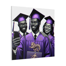 Load image into Gallery viewer, Graduation Celebration Canvas Print, Wall Art for Graduates, Purple Graduation Gift, College Commencement Decor, Customizable Canvas
