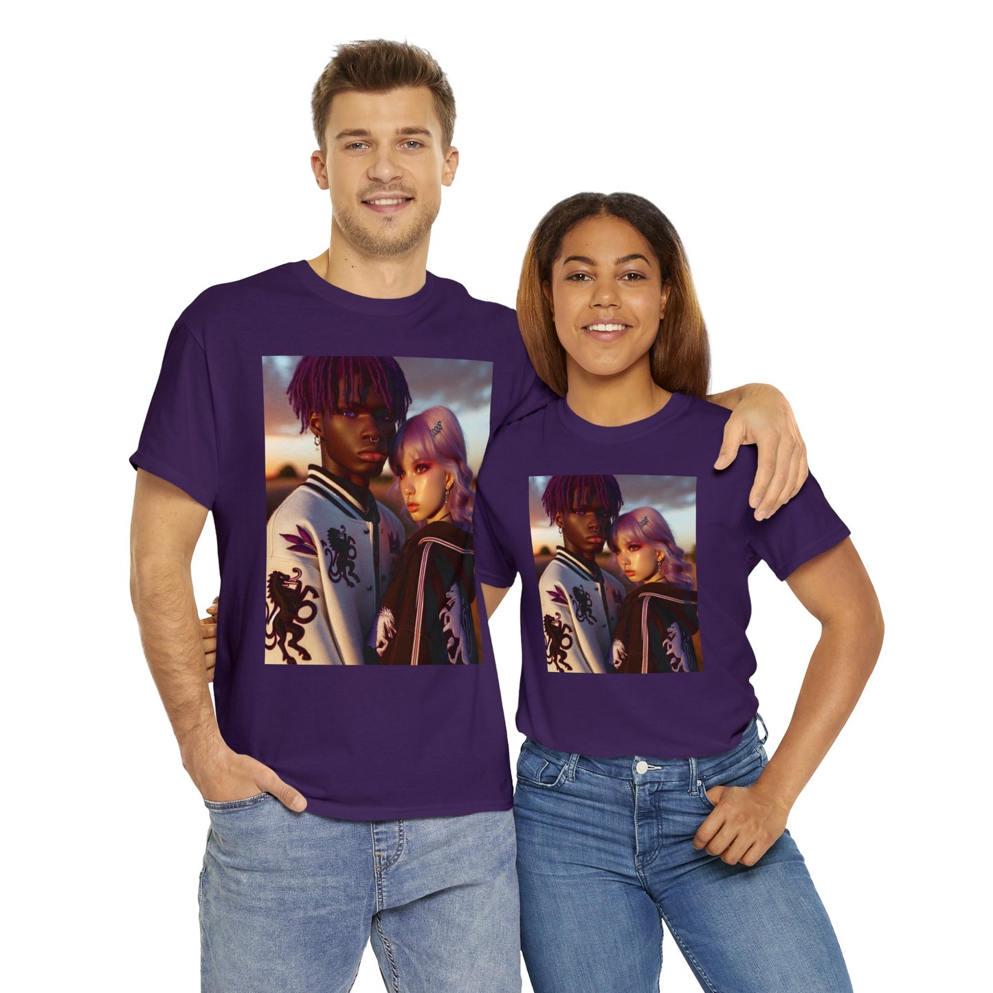 Unisex Sagittarius Couple (2) Heavy Cotton Tee