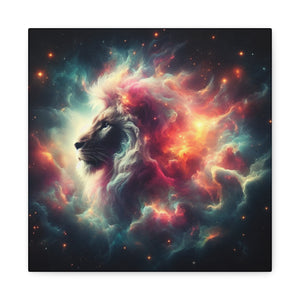 Cosmic Lion Canvas Wall Art, Abstract Lion Decor, Celestial Prints, Space Animal Artwork, Dreamy Home Decor
