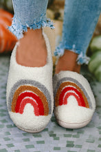 Load image into Gallery viewer, Bright White Rainbow Plush Winter Home Slippers
