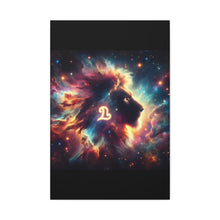 Load image into Gallery viewer, Cosmic Lion Art Canvas Print, Zodiac Wall Art, Leo Decor, Celestial Home Decor, Astrology Gift, Vibrant Galaxy Art
