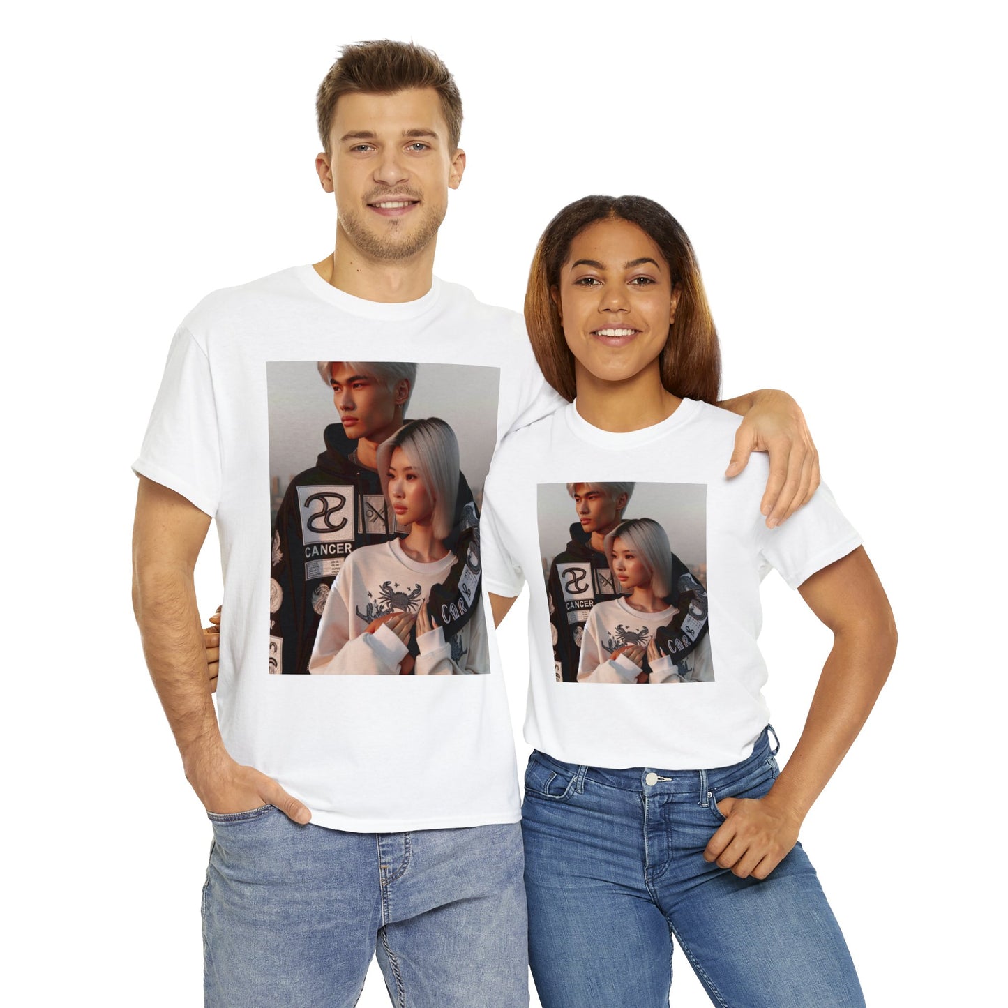 Unisex Cancer Couple (3) Heavy Cotton Tee