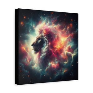 Cosmic Lion Canvas Wall Art, Abstract Lion Decor, Celestial Prints, Space Animal Artwork, Dreamy Home Decor