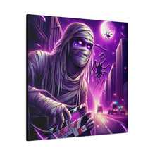 Load image into Gallery viewer, Purple Horror Mummy Canvas Art, Spooky Home Decor, Halloween Wall Art, Horror Movie Print, Gothic Wall Hanging
