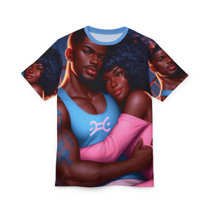 Romantic Libra Couple Graphic Tee - Unisex Cut & Sew T-Shirt for Lovebirds