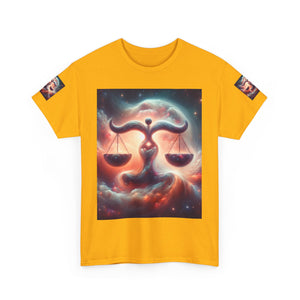 Cosmic Libra Justice Tee, Celestial Balance Shirt, Astrology Themed T-Shirt, Gift for Science Lovers, Unisex Heavy Cotton Tee