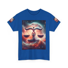 Load image into Gallery viewer, Cosmic Libra Justice Tee, Celestial Balance Shirt, Astrology Themed T-Shirt, Gift for Science Lovers, Unisex Heavy Cotton Tee

