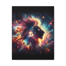 Load image into Gallery viewer, Cosmic Lion Art Canvas Print, Zodiac Wall Art, Leo Decor, Celestial Home Decor, Astrology Gift, Vibrant Galaxy Art
