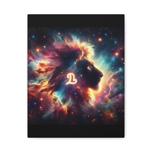 Cosmic Lion Art Canvas Print, Zodiac Wall Art, Leo Decor, Celestial Home Decor, Astrology Gift, Vibrant Galaxy Art