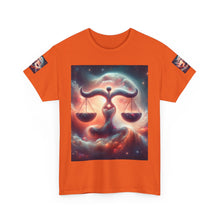Load image into Gallery viewer, Cosmic Libra Justice Tee, Celestial Balance Shirt, Astrology Themed T-Shirt, Gift for Science Lovers, Unisex Heavy Cotton Tee

