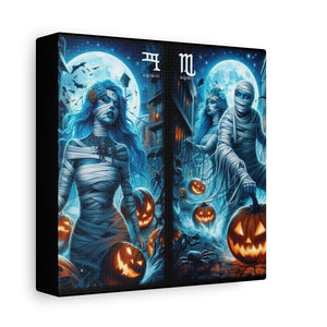 Aquarius Halloween Canvas Wall Art, Spooky Decor, Unique Gift, Home Decoration, Witch Theme Art, Perfect for Fall, Mysterious Vibe