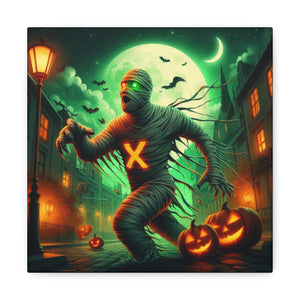 Spooky Halloween Wall Art Canvas, Mummy Decor for Fall, Halloween Party Decoration, Frightening Home Decor, Unique Gift Idea