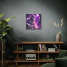 Load image into Gallery viewer, Purple Horror Mummy Canvas Art, Spooky Home Decor, Halloween Wall Art, Horror Movie Print, Gothic Wall Hanging
