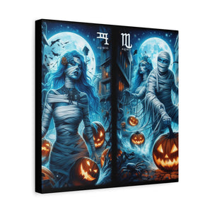 Aquarius Halloween Canvas Wall Art, Spooky Decor, Unique Gift, Home Decoration, Witch Theme Art, Perfect for Fall, Mysterious Vibe