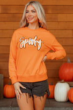 Load image into Gallery viewer, Grapefruit Orange Spooky Graphic Halloween Crew Neck Holiday Sweatshirt
